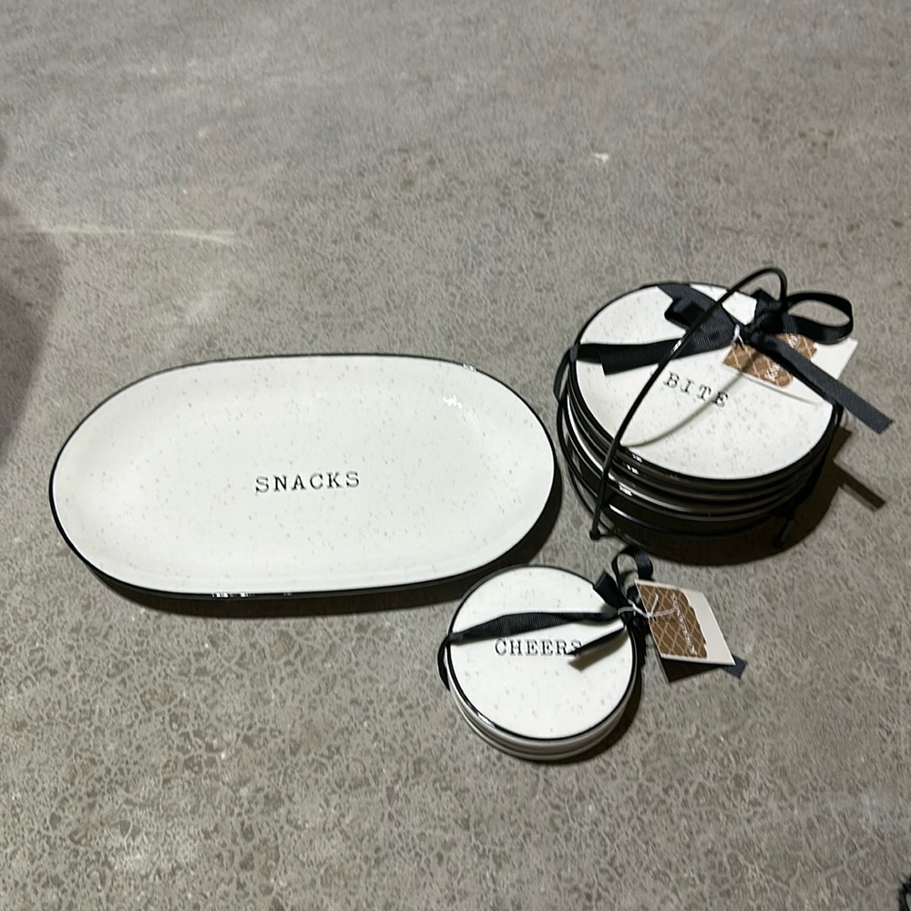Kirklands Small Snack Serving Plates and Coasters